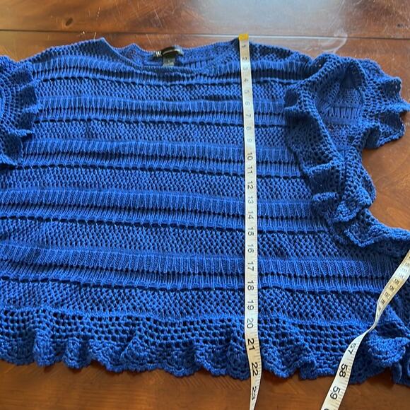 INC International Concepts Blue Knit & Crocheted Pullover Sweater Boho Y2K - Picture 8 of 8
